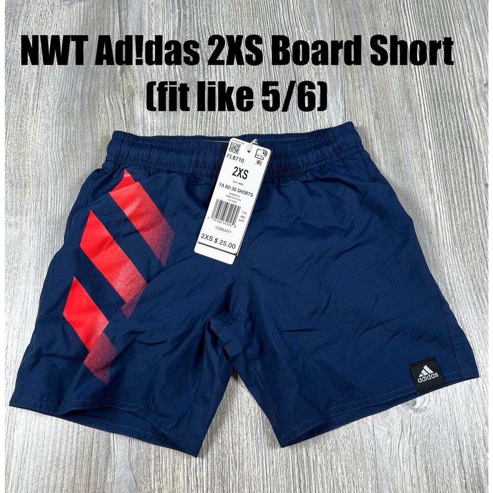 NWT Adidas Board Shorts size 2XS Fit like boys 5/6